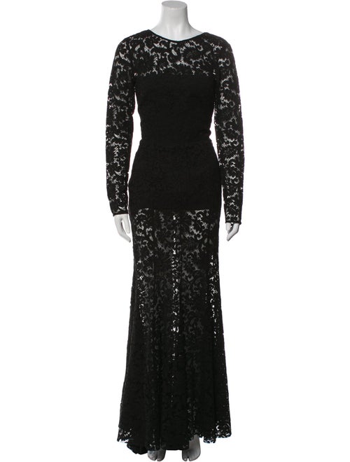 Sophia Kah Lace Pattern Long Dress