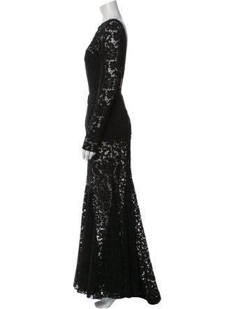 Sophia Kah Lace Pattern Long Dress