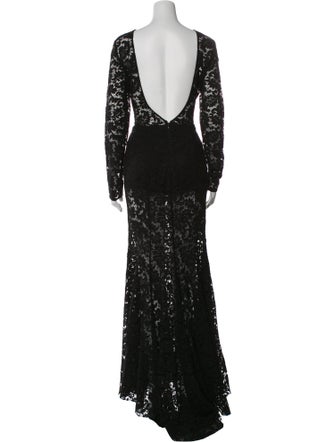 Sophia Kah Lace Pattern Long Dress