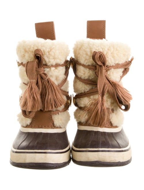 SOREL x Chloé Suede Fur Trim Lace-Up Boots