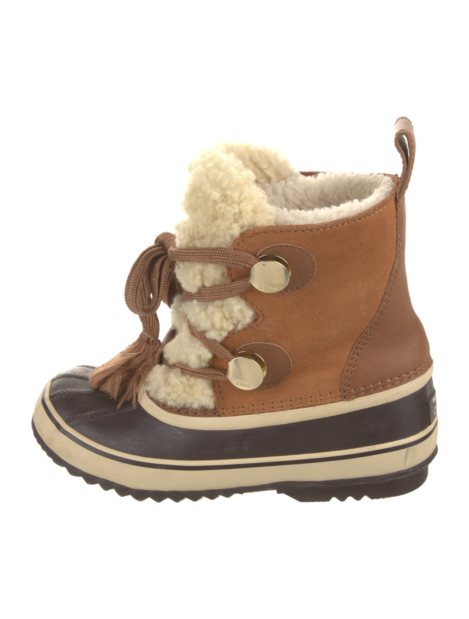 SOREL x Chloé Suede Colorblock Pattern Lace-Up Boots