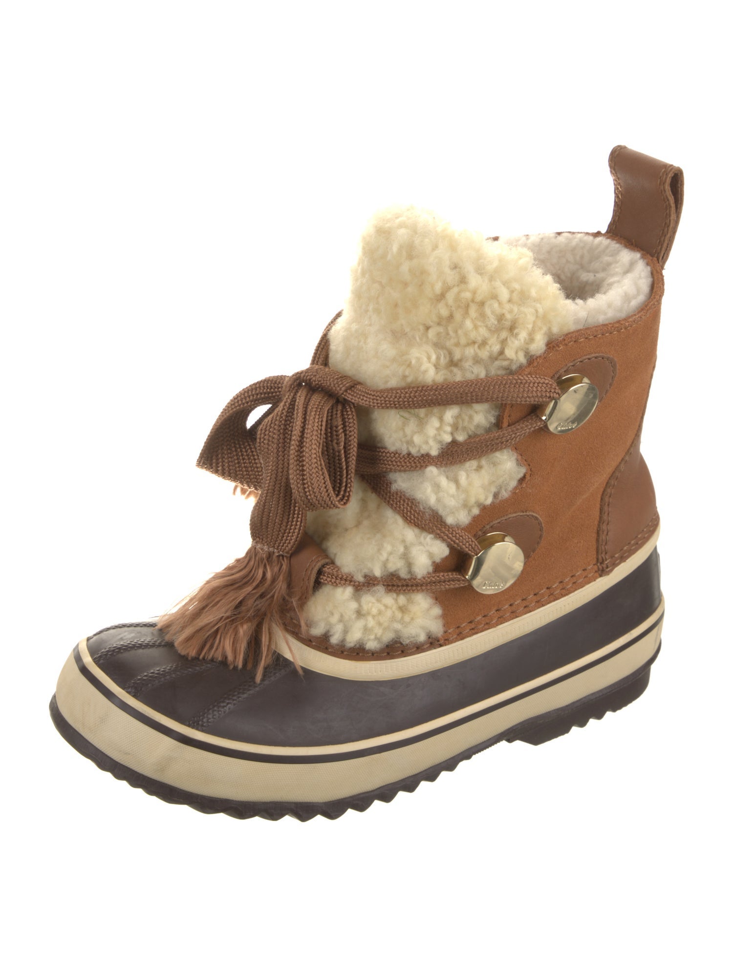 SOREL x Chloé Suede Colorblock Pattern Lace-Up Boots