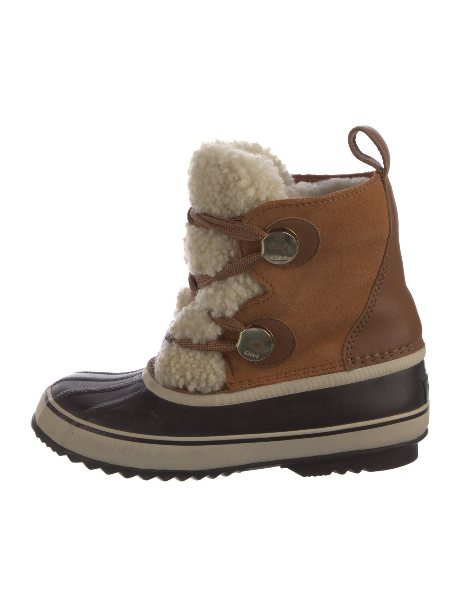 SOREL x Chloé Suede Colorblock Pattern Lace-Up Boots