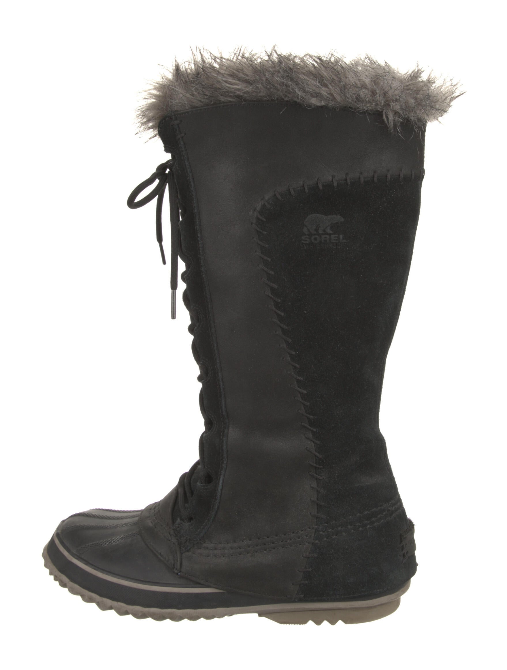 Sorel Suede Faux Fur Trim LaceUp Boots Black Boots, Shoes
