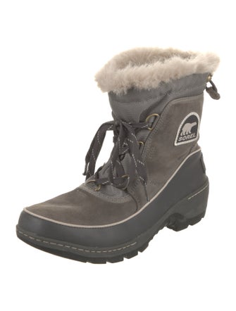 Sorel Suede Fur Trim Lace-Up Boots