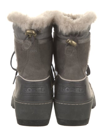 Sorel Suede Fur Trim Lace-Up Boots