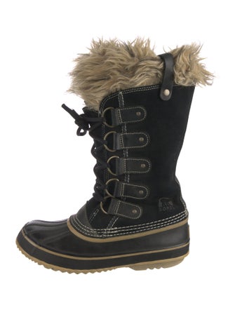 Sorel Suede Fur Trim Lace-Up Boots