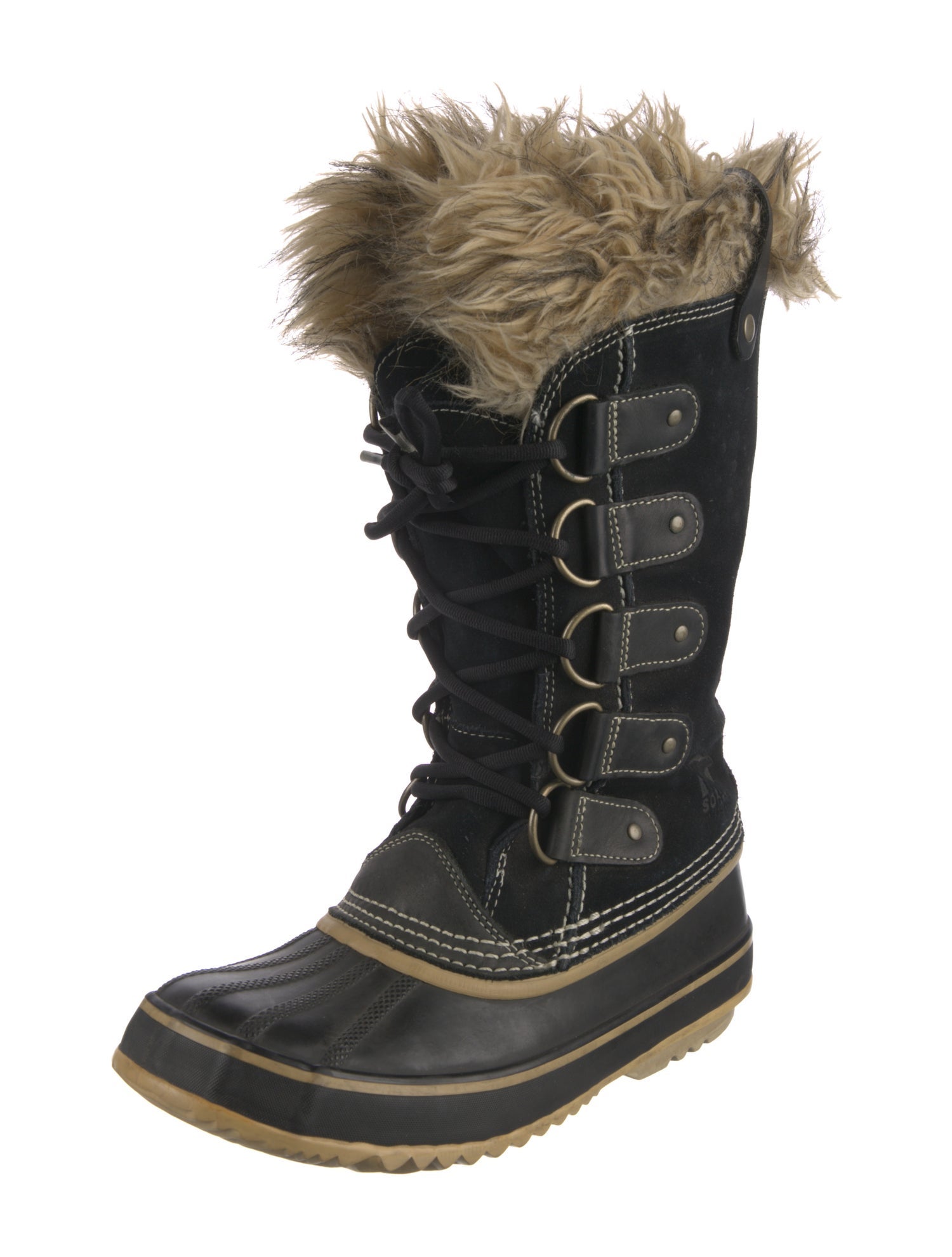 Sorel Suede Fur Trim Lace-Up Boots