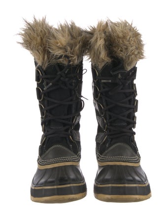 Sorel Suede Fur Trim Lace-Up Boots