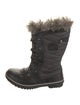 Sorel Canvas Fur Trim Lace-Up Boots