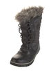 Sorel Canvas Fur Trim Lace-Up Boots