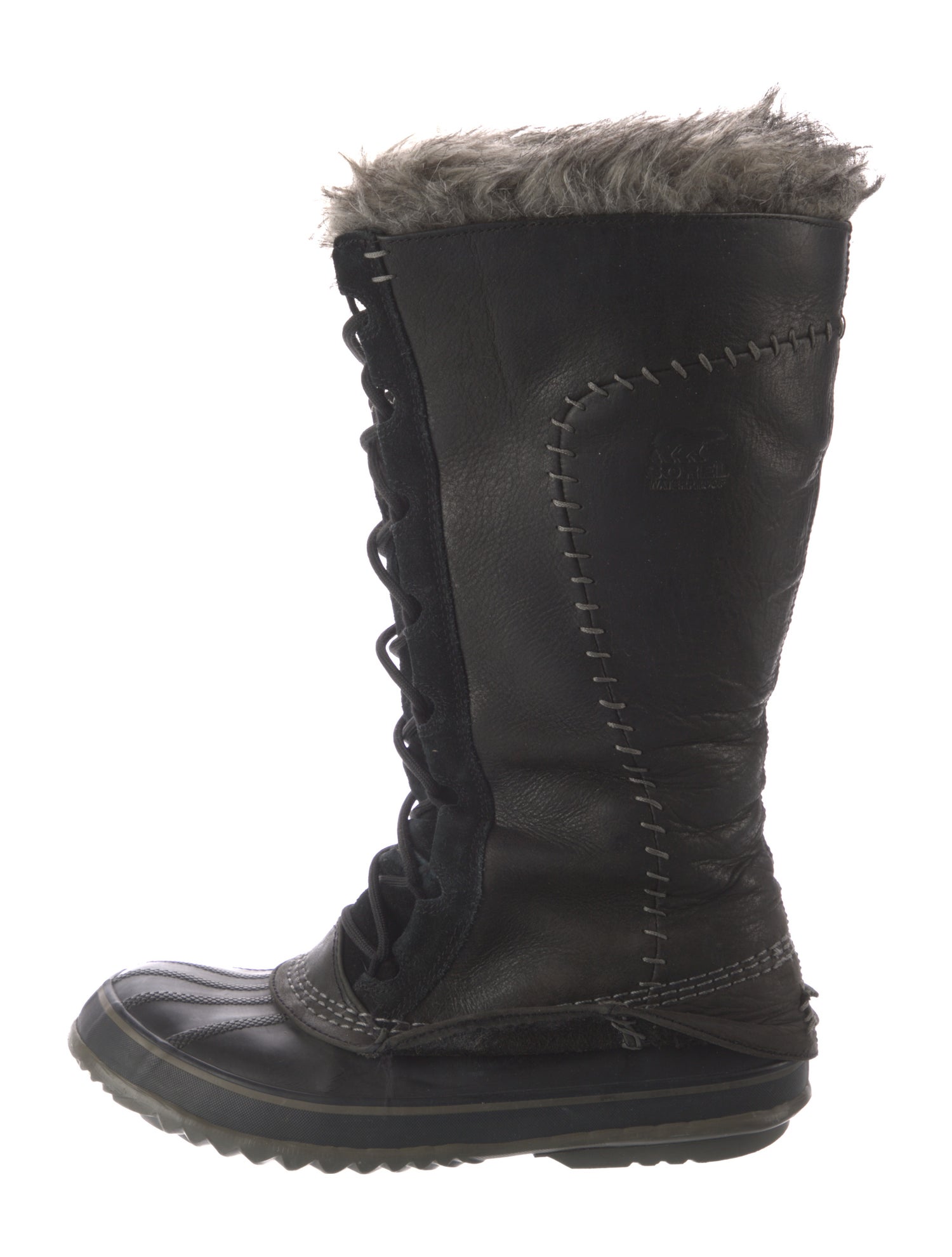 Sorel Leather Faux Fur Trim Lace-Up Boots