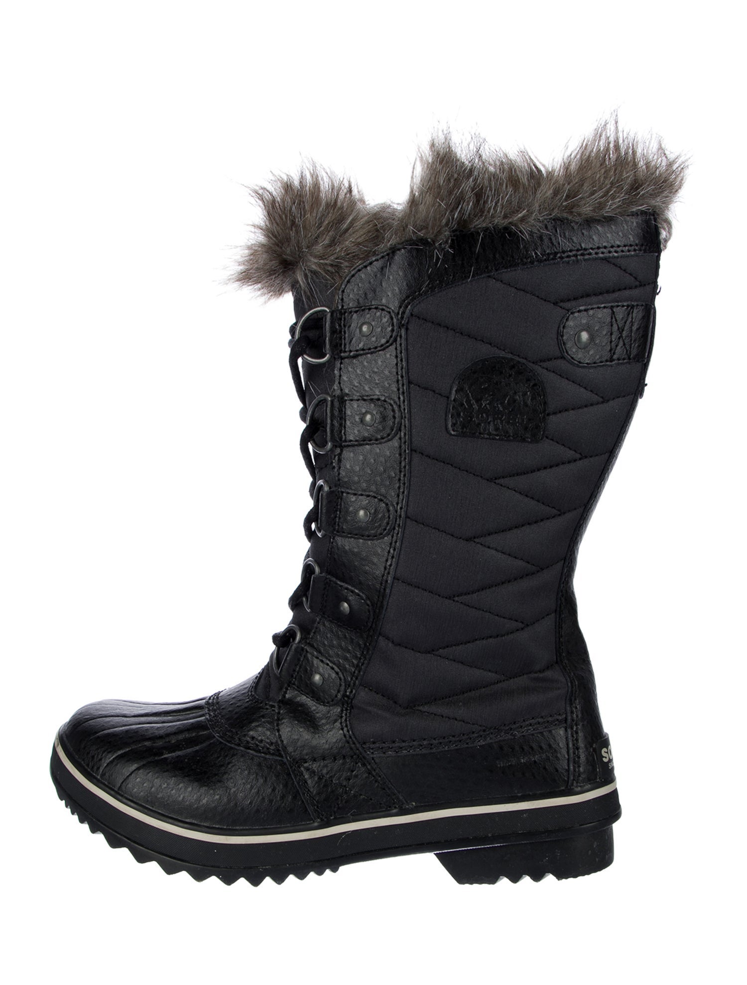 Sorel Leather Faux Fur Trim Lace-Up Boots