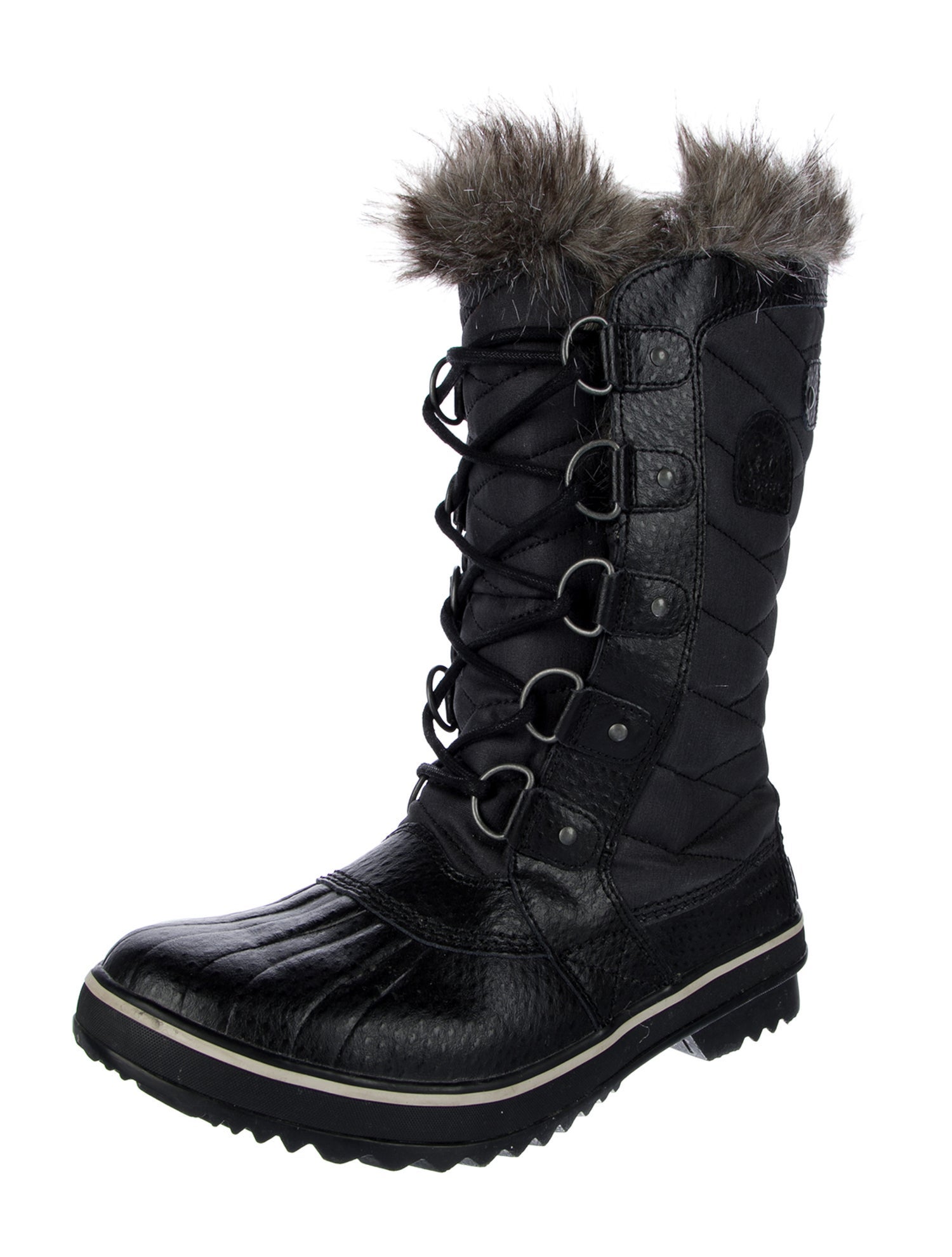 Sorel Leather Faux Fur Trim Lace-Up Boots