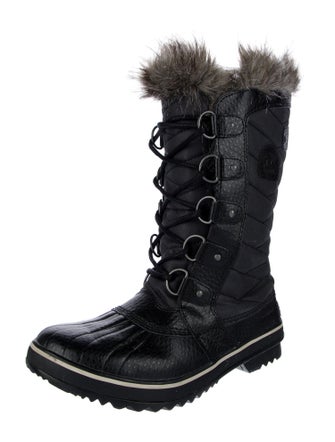 Sorel Leather Faux Fur Trim Lace-Up Boots