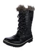 Sorel Leather Faux Fur Trim Lace-Up Boots