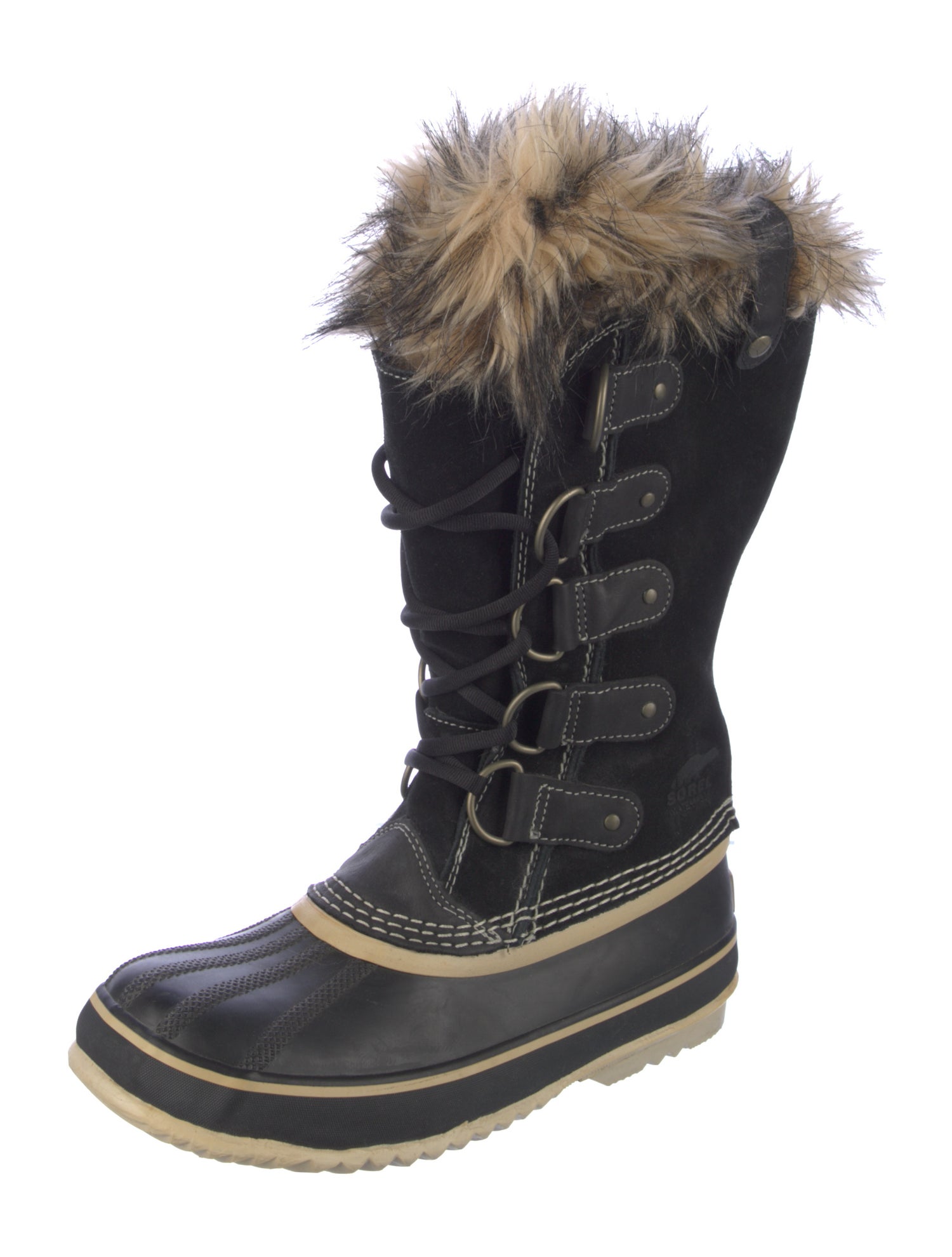 Sorel Suede Faux Fur Trim Lace-Up Boots