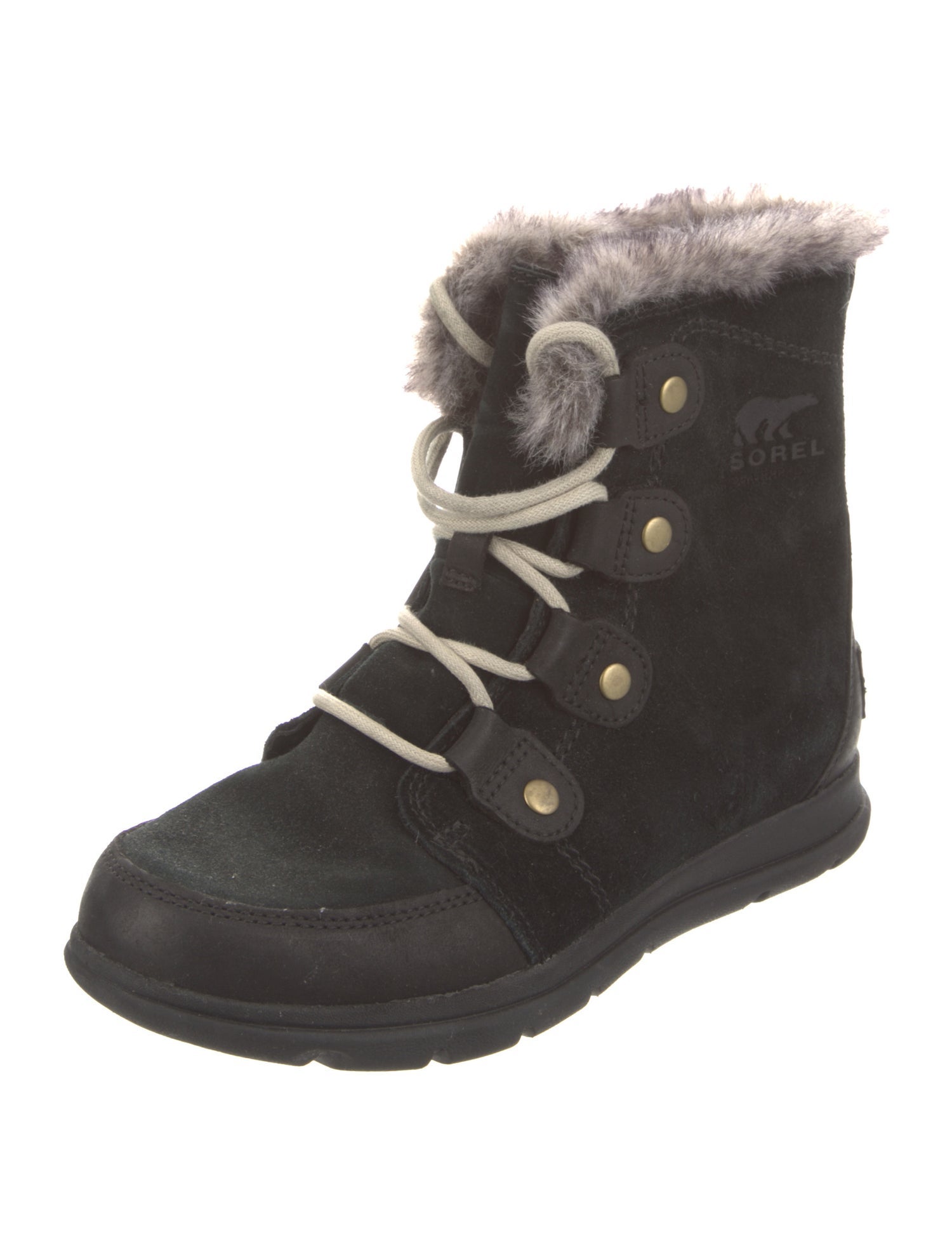 Sorel Suede Fur Trim Lace-Up Boots