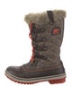 Sorel Houndstooth Print Faux Fur Trim Lace-Up Boots