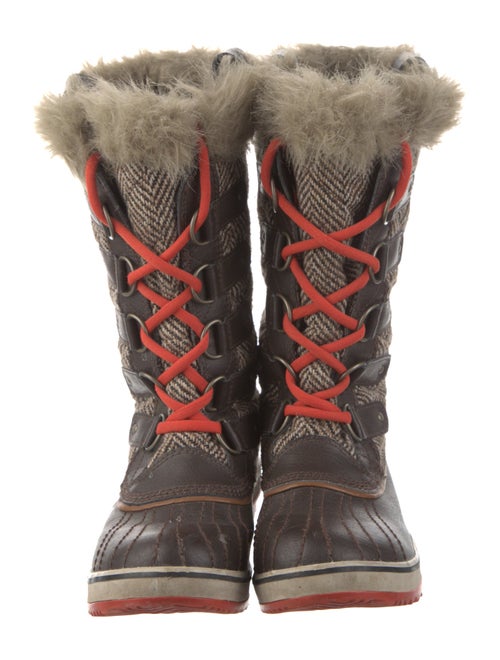 Sorel Houndstooth Print Faux Fur Trim Lace-Up Boots