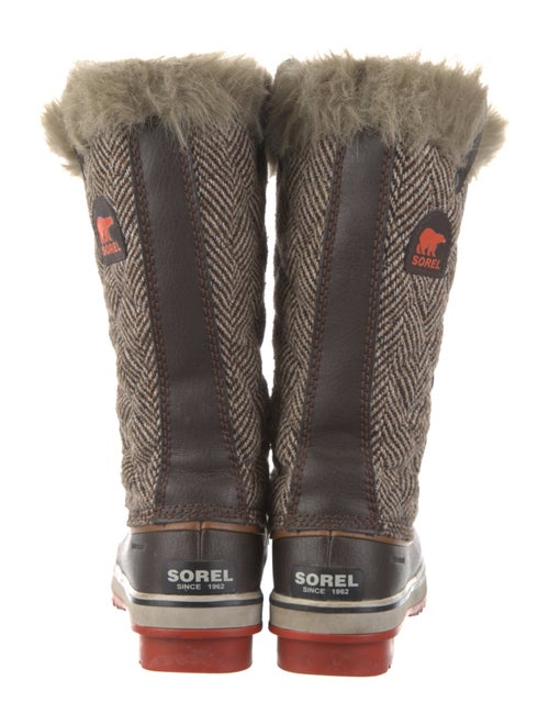 Sorel Houndstooth Print Faux Fur Trim Lace-Up Boots