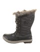 Sorel Leather Fur Trim Lace-Up Boots