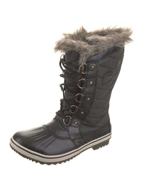 Sorel Leather Fur Trim Lace-Up Boots
