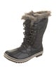Sorel Leather Fur Trim Lace-Up Boots