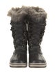 Sorel Leather Fur Trim Lace-Up Boots