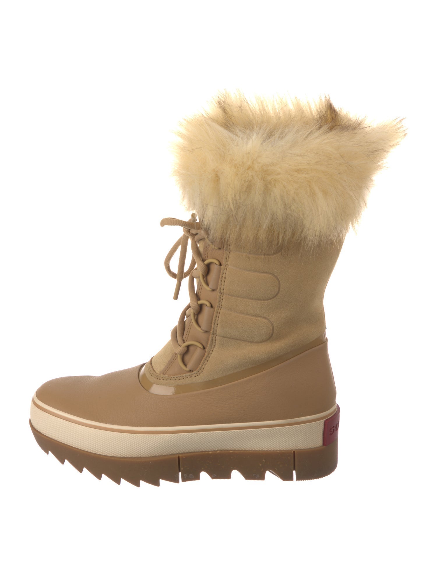Sorel Leather Faux Fur Trim Lace-Up Boots