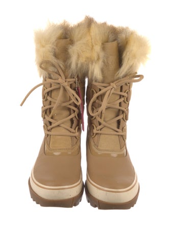 Sorel Leather Faux Fur Trim Lace-Up Boots