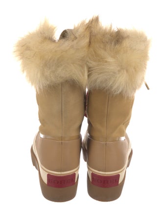 Sorel Leather Faux Fur Trim Lace-Up Boots