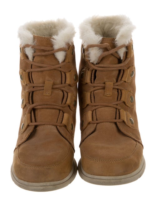 Sorel Suede Fur Trim Lace-Up Boots