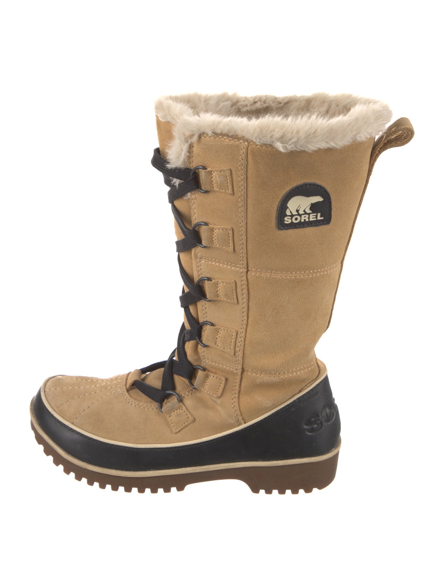 Sorel Suede Fur Trim Lace-Up Boots