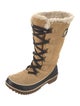 Sorel Suede Fur Trim Lace-Up Boots