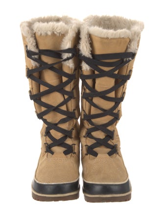Sorel Suede Fur Trim Lace-Up Boots