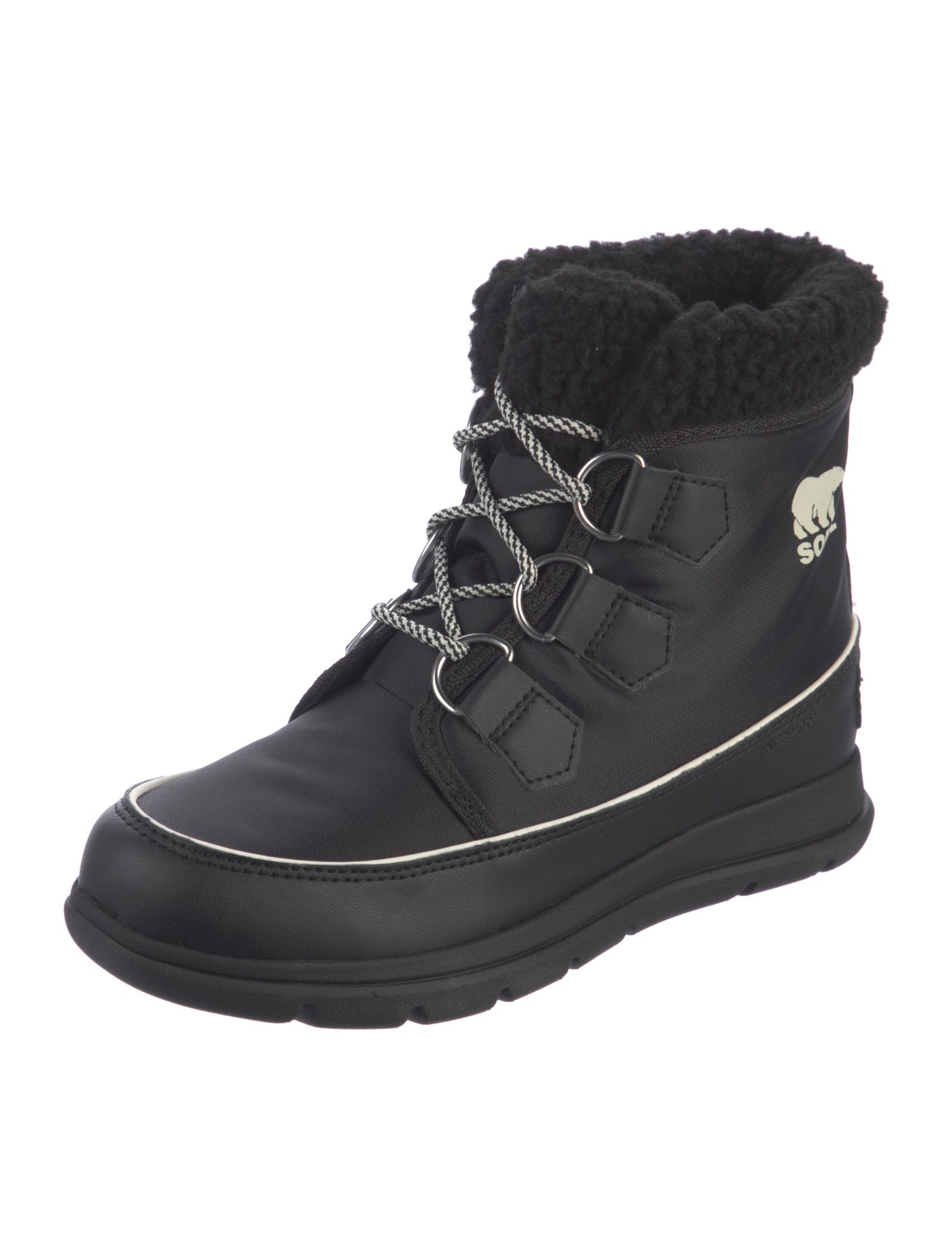 Sorel Nylon Fur Trim Combat Boots