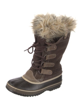 Sorel Suede Faux Fur Trim Lace-Up Boots