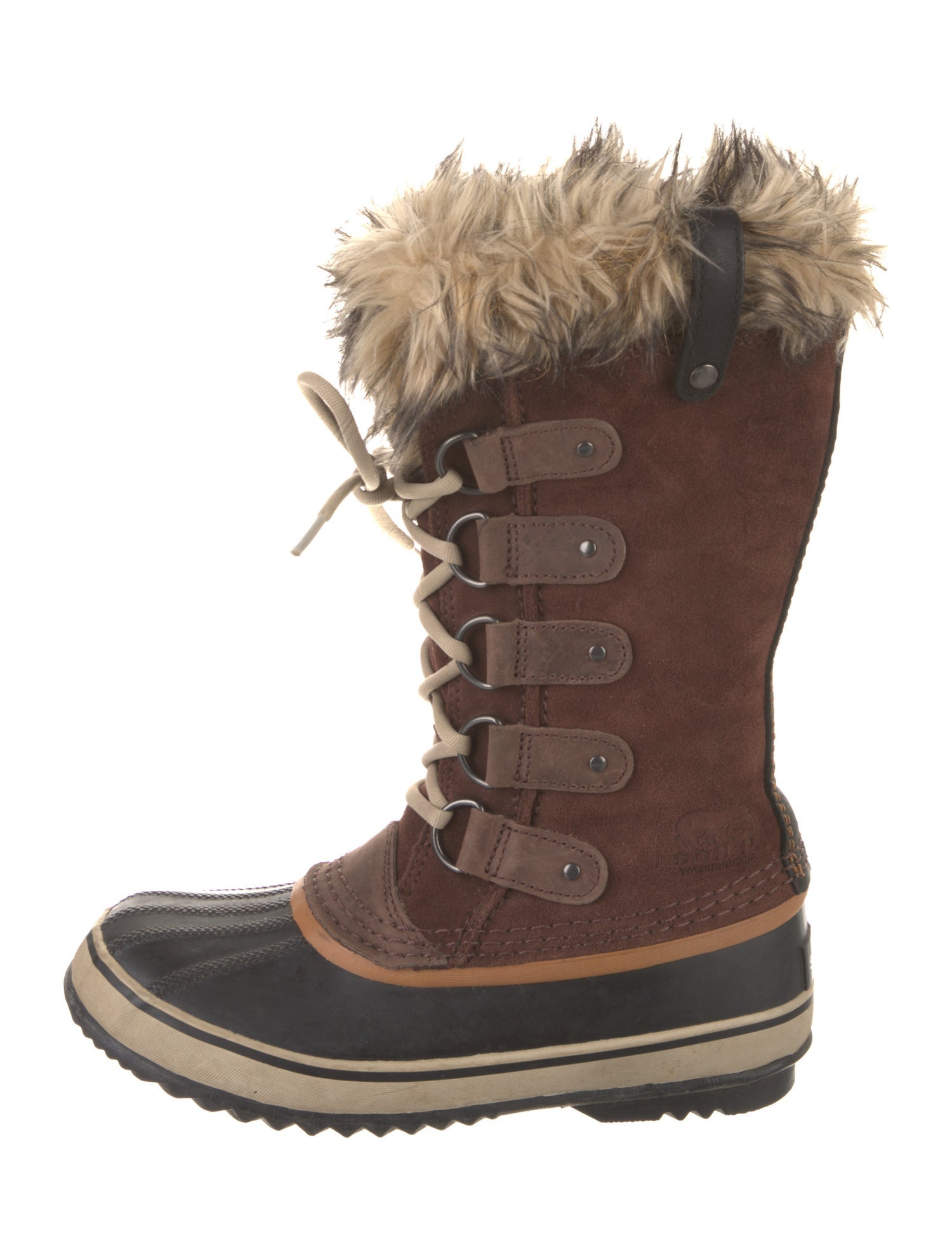 Sorel Suede Faux Fur Trim Hiking Boots