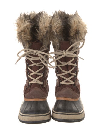 Sorel Suede Faux Fur Trim Hiking Boots