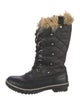 Sorel Leather Faux Fur Trim Combat Boots