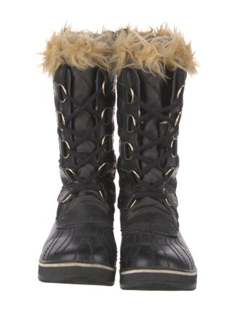 Sorel Leather Faux Fur Trim Combat Boots
