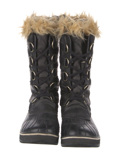Sorel Leather Faux Fur Trim Combat Boots