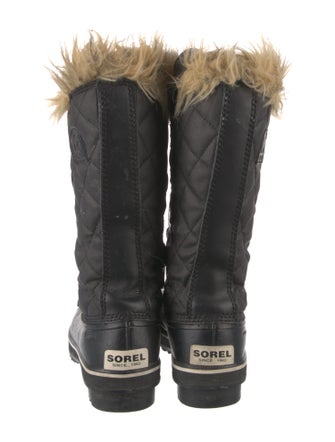 Sorel Leather Faux Fur Trim Combat Boots