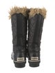 Sorel Leather Faux Fur Trim Combat Boots