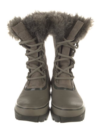 Sorel Leather Fur Trim Rain Boots