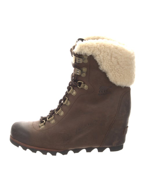 Sorel Leather Fur Trim Lace-Up Boots