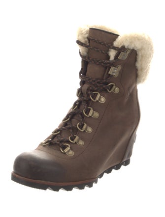 Sorel Leather Fur Trim Lace-Up Boots