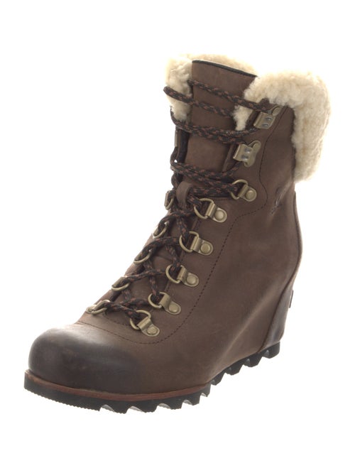 Sorel Leather Fur Trim Lace-Up Boots