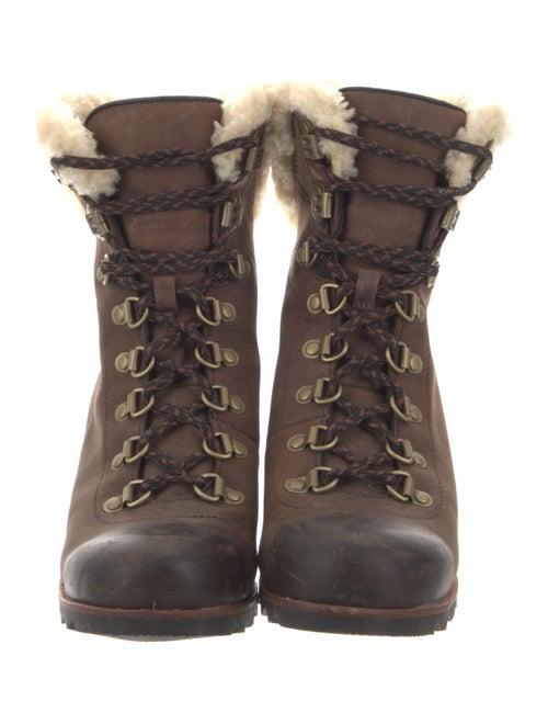 Sorel Leather Fur Trim Lace-Up Boots